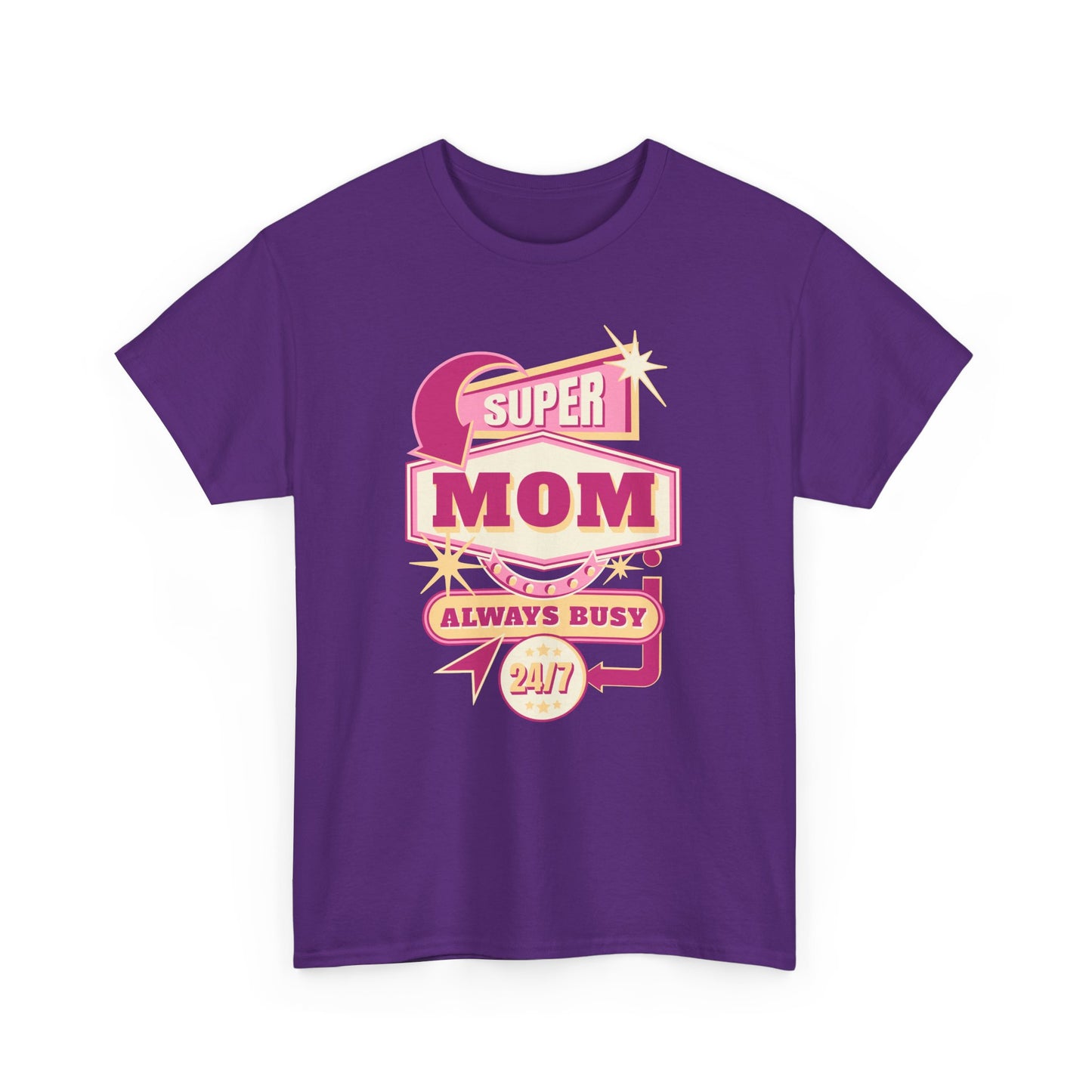 Unisex Heavy Cotton Tee - Super Mom - Colorful Mother's Day