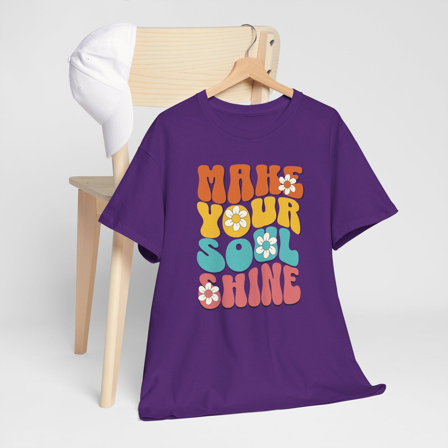 Unisex Heavy Cotton Tee - Make Your Soul Shine Retro_T_Shirt