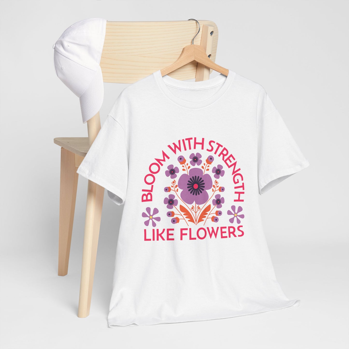 Unisex Heavy Cotton Tee - Bloom With Strength Like Flowers_T_Shirt