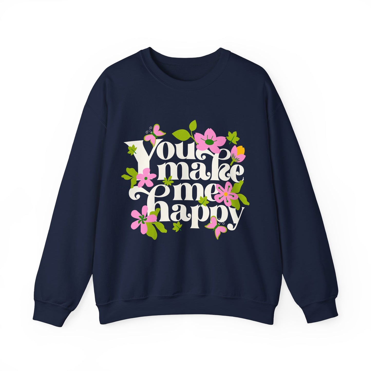 Unisex Heavy Blend™ Crewneck Sweatshirt - Awesome Mom - You Make Me Happy Positive Vibes Flowers