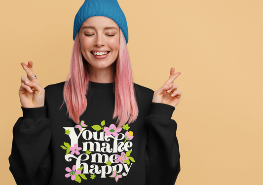 Unisex Heavy Blend™ Crewneck Sweatshirt - Awesome Mom - You Make Me Happy Positive Vibes Flowers