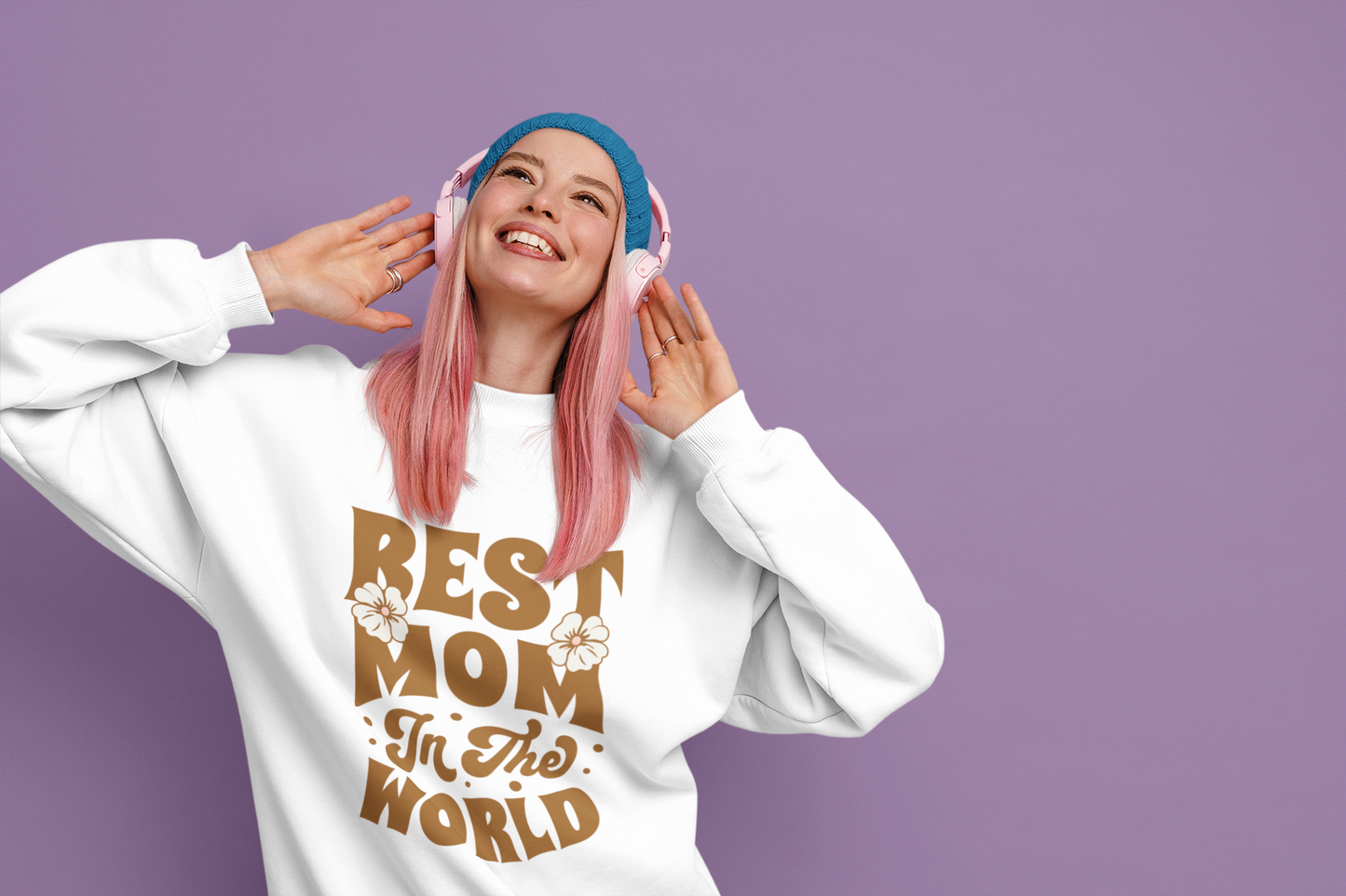 Unisex Heavy Blend™ Crewneck Sweatshirt - Awesome Mom - Best Mom in the World - Flowers