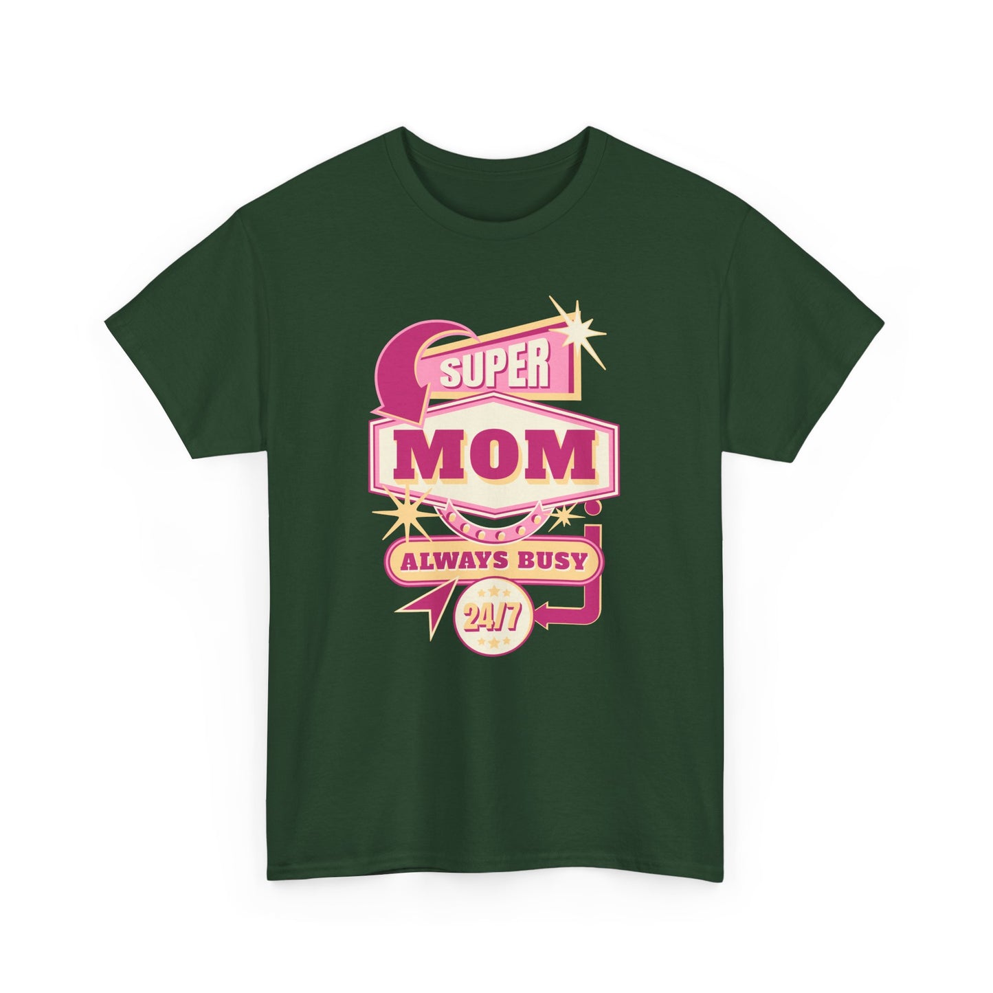 Unisex Heavy Cotton Tee - Super Mom - Colorful Mother's Day