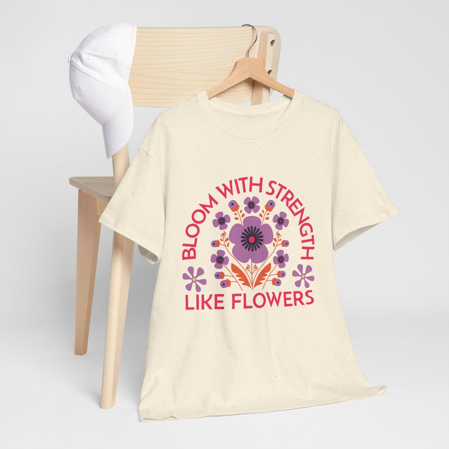 Unisex Heavy Cotton Tee - Bloom With Strength Like Flowers_T_Shirt