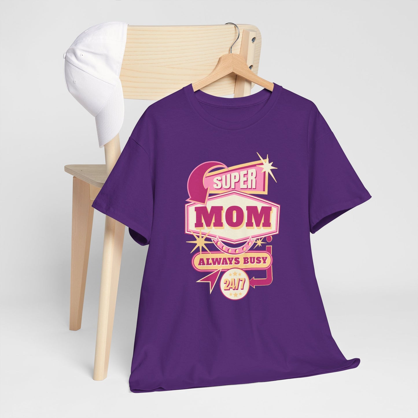 Unisex Heavy Cotton Tee - Super Mom - Colorful Mother's Day