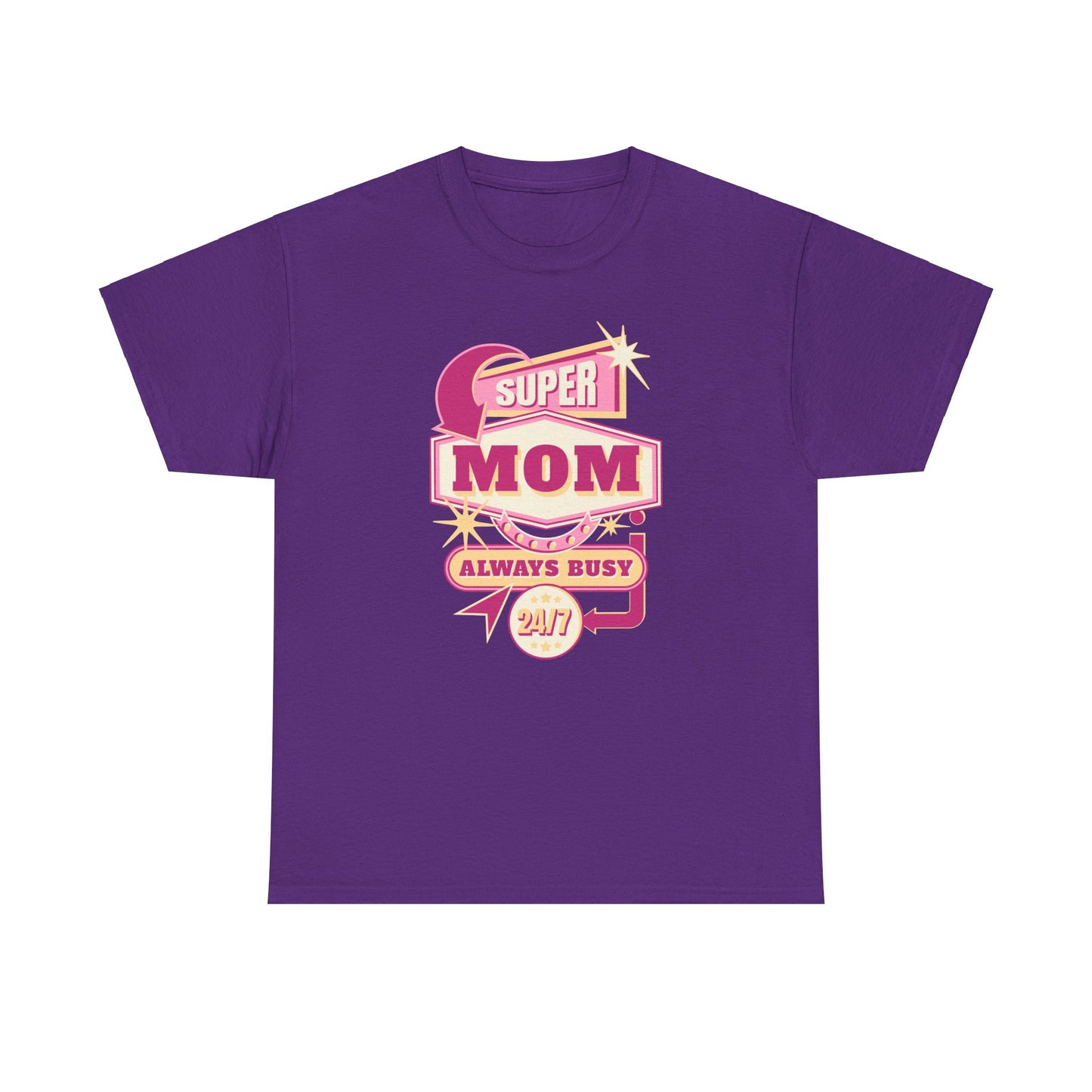 Unisex Heavy Cotton Tee - Super Mom - Colorful Mother's Day