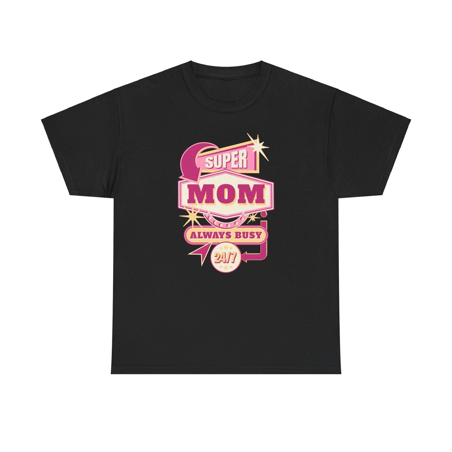 Unisex Heavy Cotton Tee - Super Mom - Colorful Mother's Day