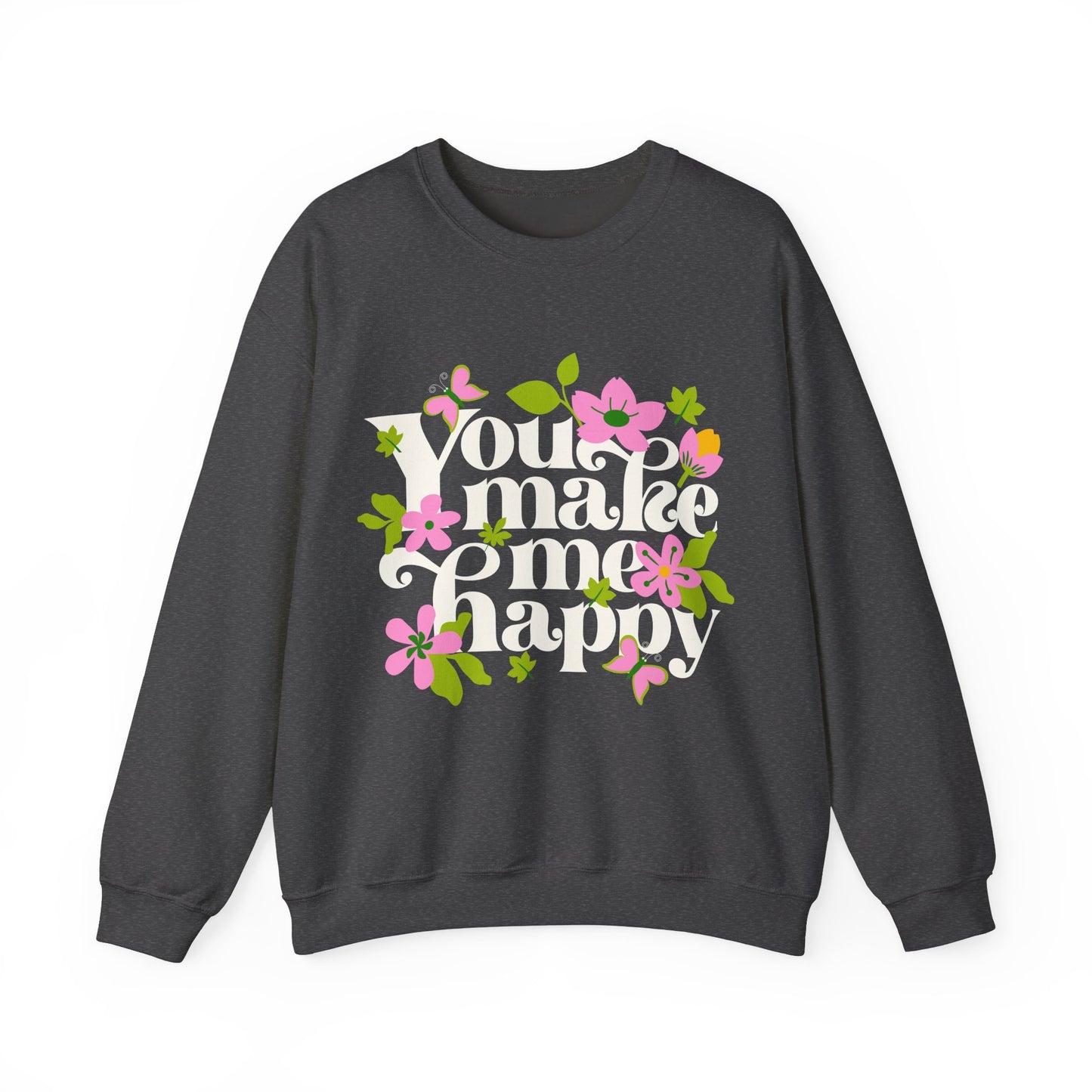 Unisex Heavy Blend™ Crewneck Sweatshirt - Awesome Mom - You Make Me Happy Positive Vibes Flowers