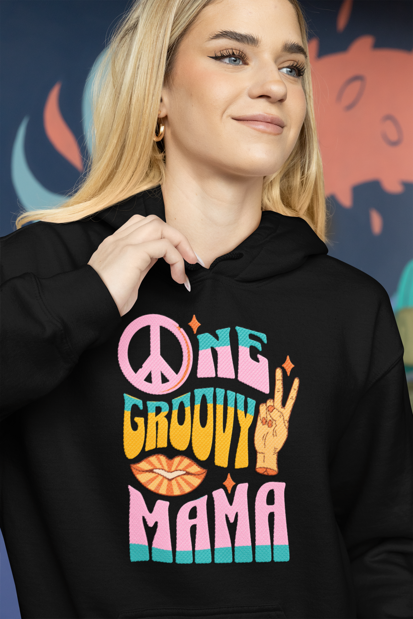 Unisex Heavy Blend™ Hooded Sweatshirt - One Groovy Mama. Retro Quote Hippue_Hoodie