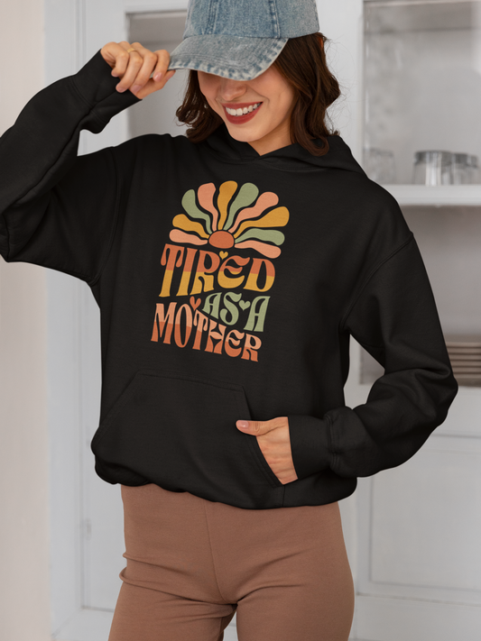 Unisex Heavy Blend™ Hooded Sweatshirt - Tired as a Mother - Mom Funny_Hoodie_Hoodie