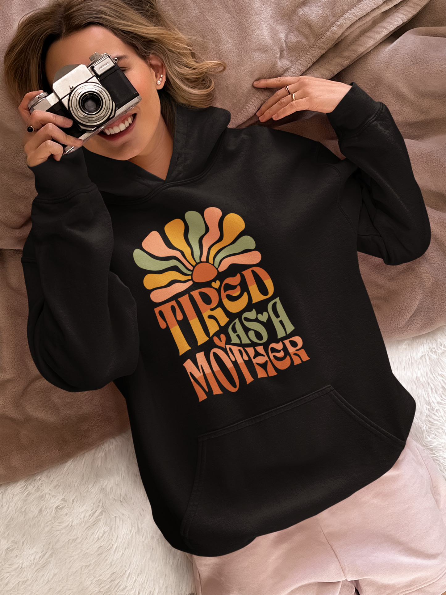 Unisex Heavy Blend™ Hooded Sweatshirt - Tired as a Mother - Mom Funny_Hoodie_Hoodie